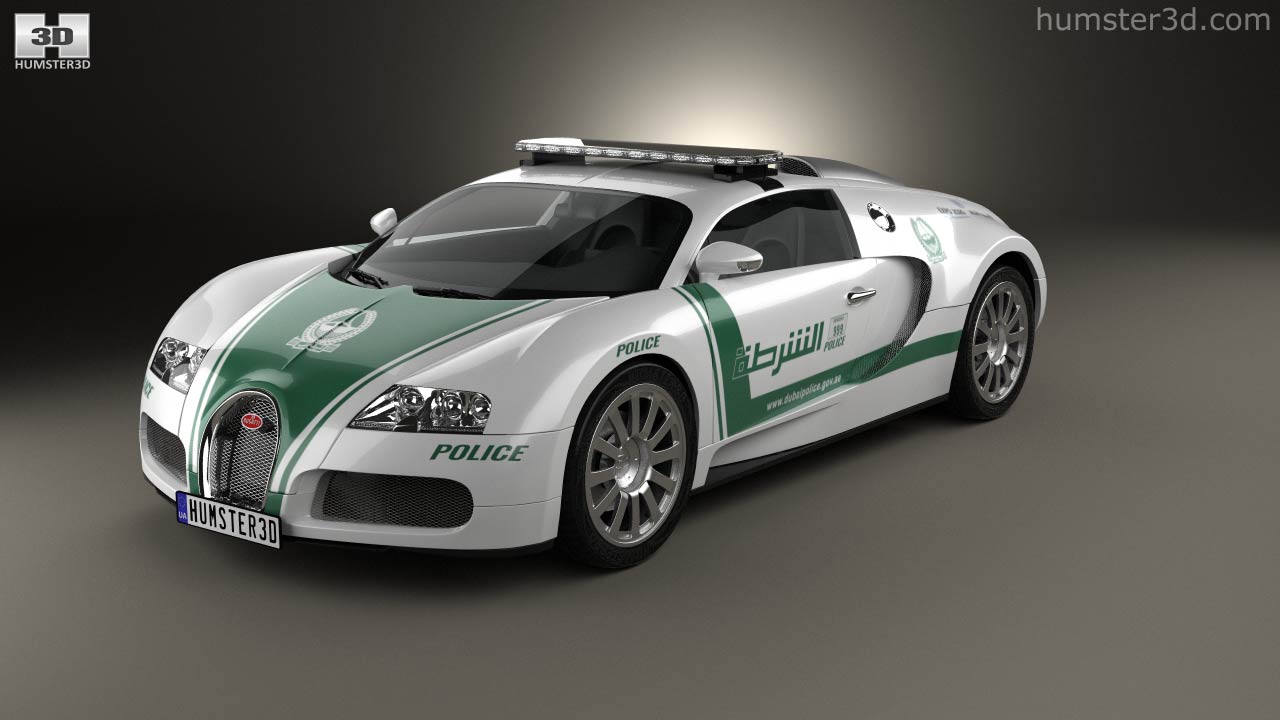 View Of Bugatti Veyron Police Dubai D Model Hum D Store