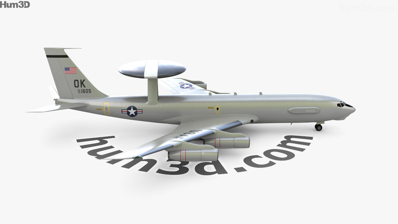 360 View Of Boeing E 3 Sentry 3d Model Hum3d Store