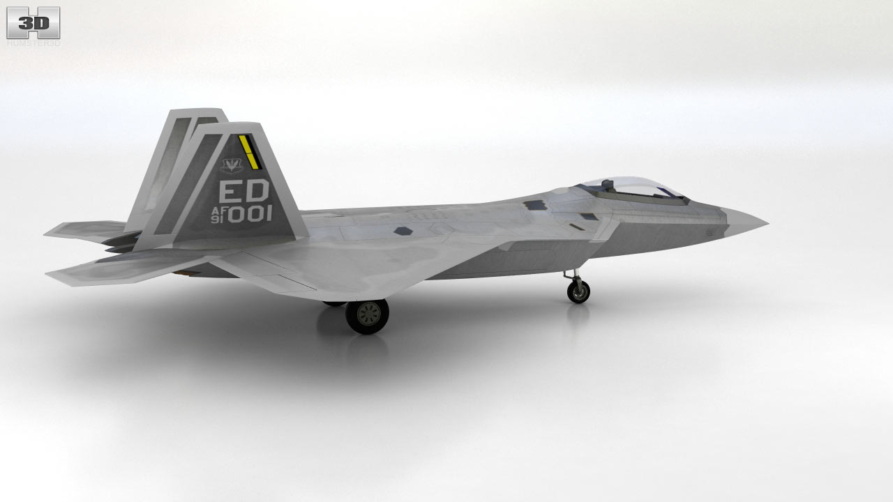 360 view of Lockheed Martin F-22 Raptor 3D model - Hum3D store