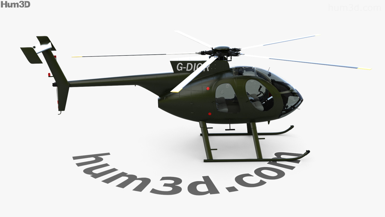 MD Helicopters MD 500 with Cockpit HQ interior 360도 3D 모델 Hum3D
