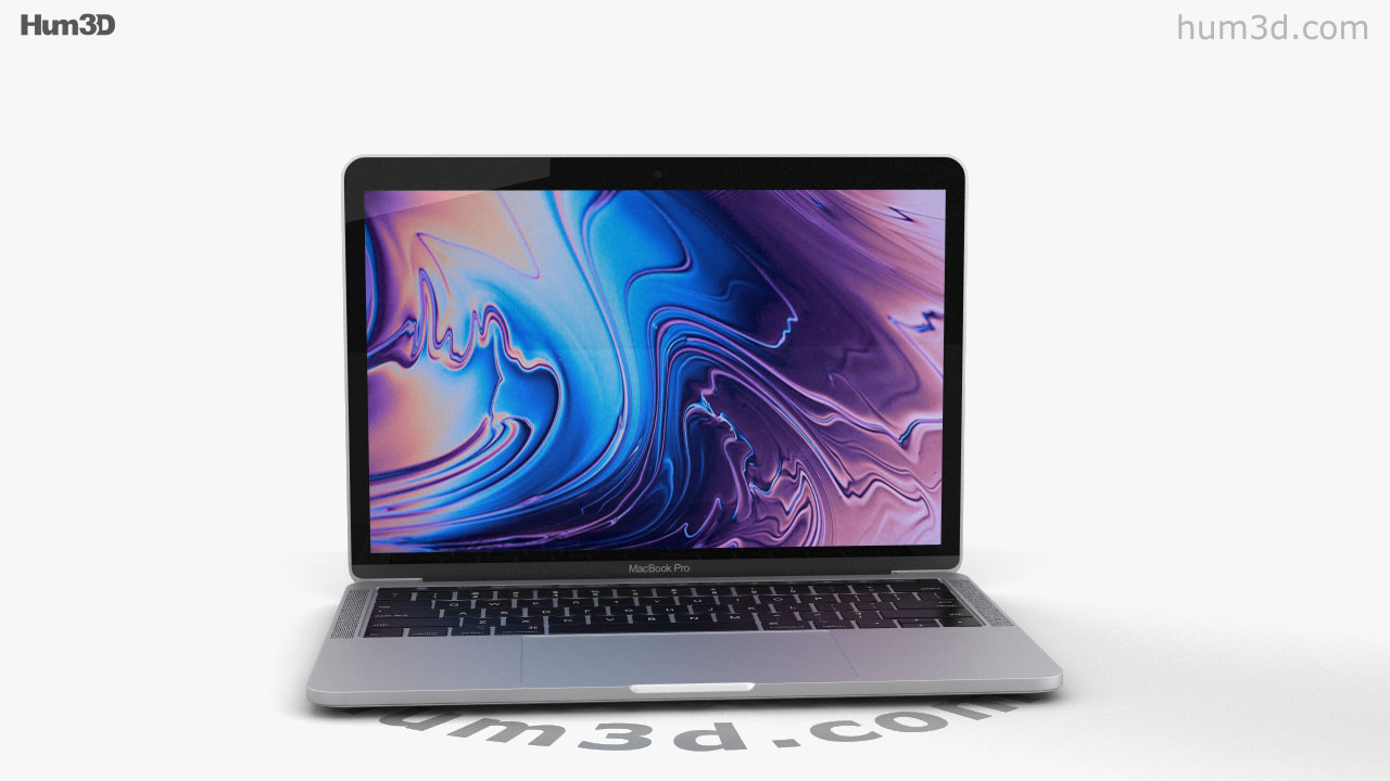 360 view of Apple MacBook Pro 13 inch (2018) Touch Bar Silver 3D model - Hum3D store