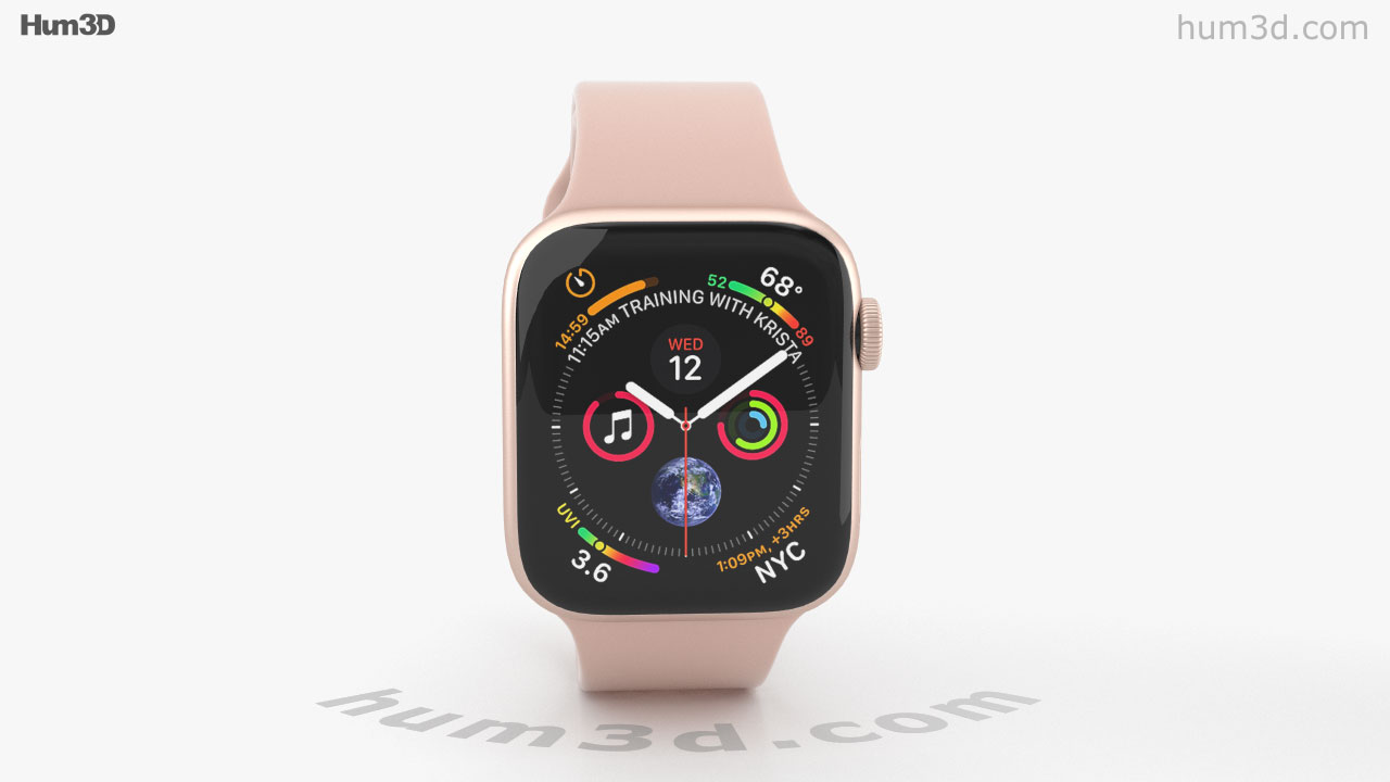 360 view of Apple Watch Series 4 44mm Gold Aluminum Case with Pink Sand  Sport Band 3D model - Hum3D store