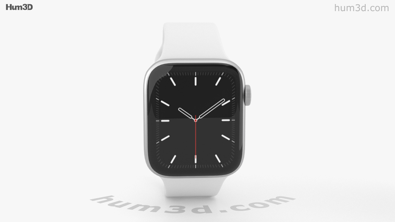 360 View Of Apple Watch Series 5 40mm Silver Aluminum Case With Sport Band 3d Model Hum3d Store
