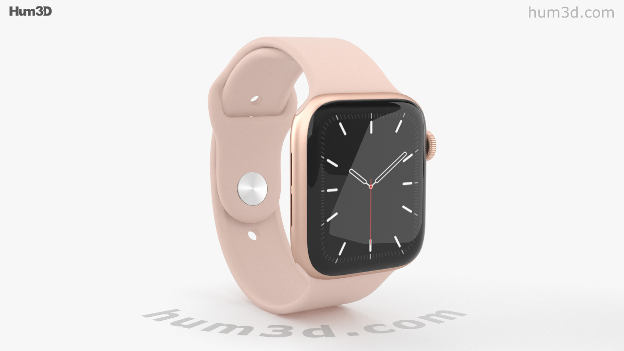 360 View Of Apple Watch Series 5 44mm Gold Aluminum Case With Sport Band 3d Model Hum3d Store
