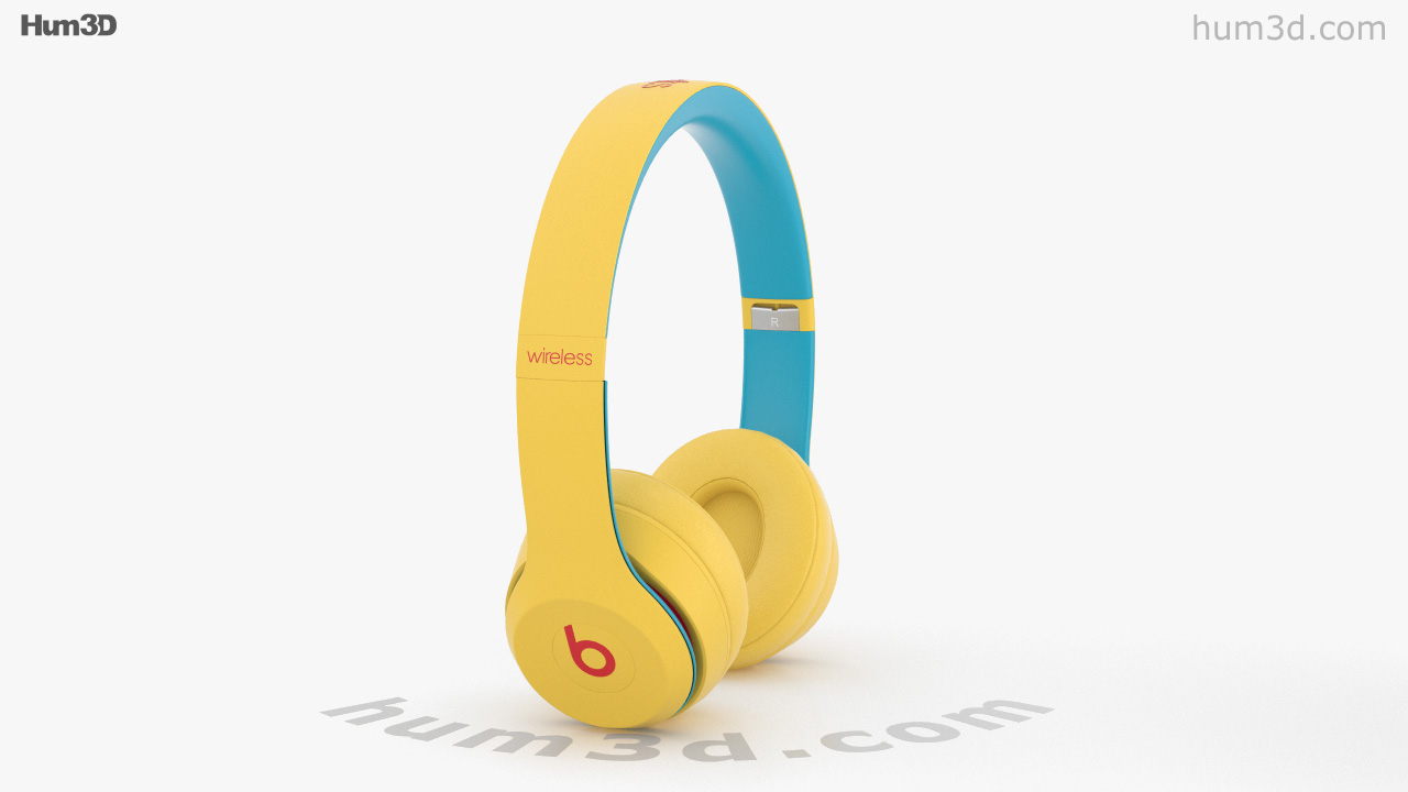 360 View Of Beats Solo 3 Wireless Yellow 3d Model Hum3d Store