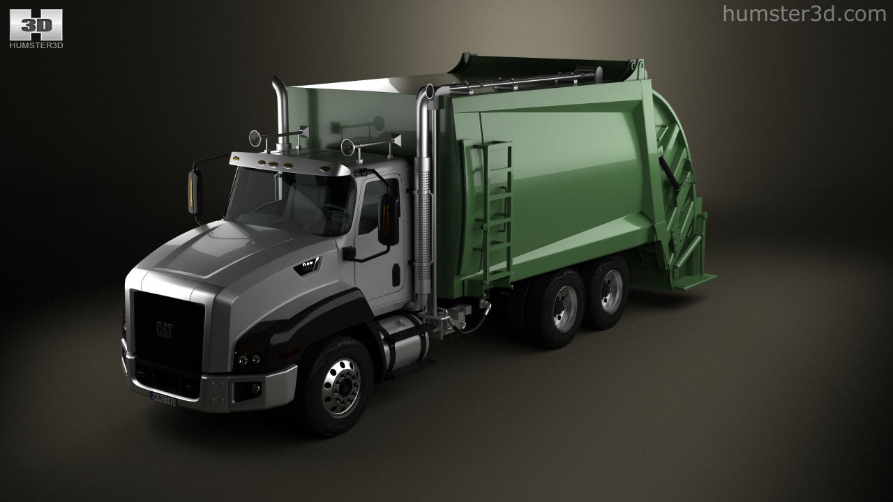 360 view of Caterpillar CT660 Rolloffcon Garbage Truck 2011 3D model