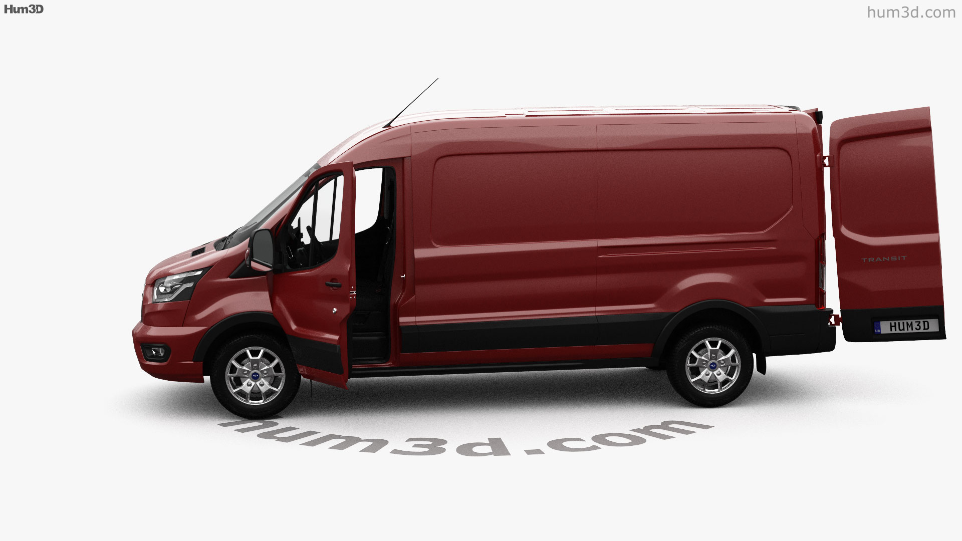 Antecedent Beoefend plein 360 view of Ford Transit Panel Van L2H2 with HQ interior 2018 3D model -  Hum3D store