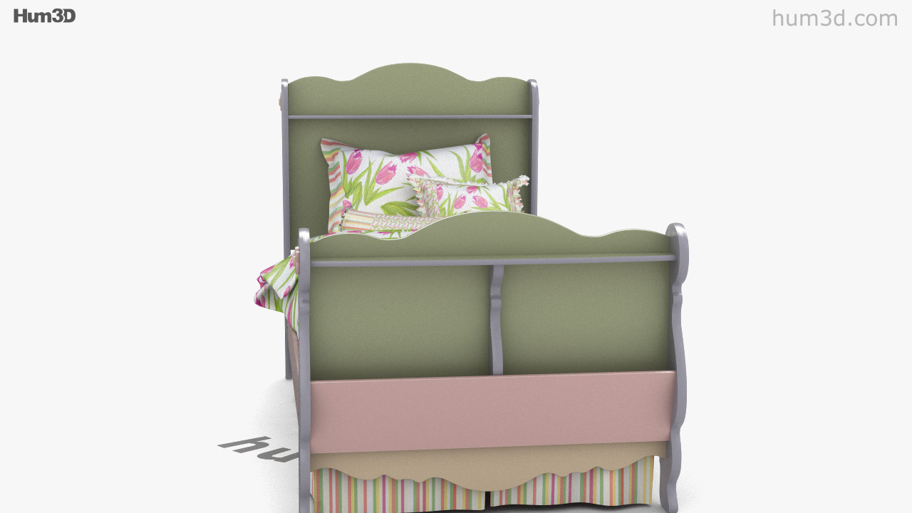 360 view of Ashley Doll House Twin Sleigh Bed 3D model Hum3D store