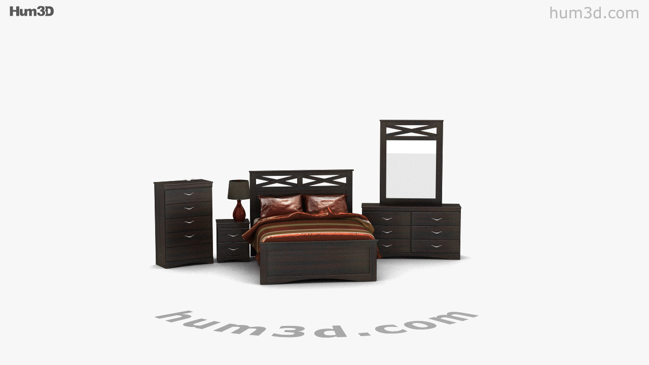 Vista 360 del modelo 3D de Ashley Xcess Juego de dormitorio con