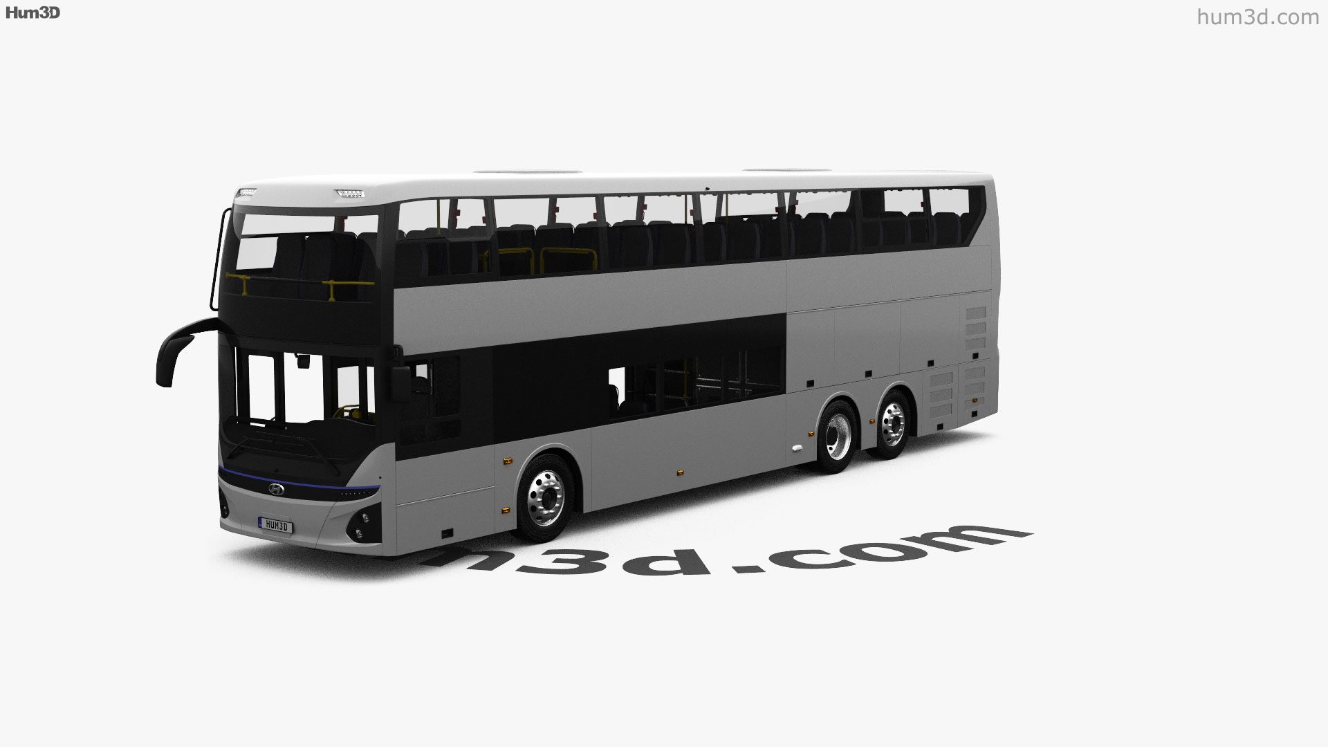 Vue à 360 degrés de Hyundai Elec City Double Decker Bus avec Intérieur