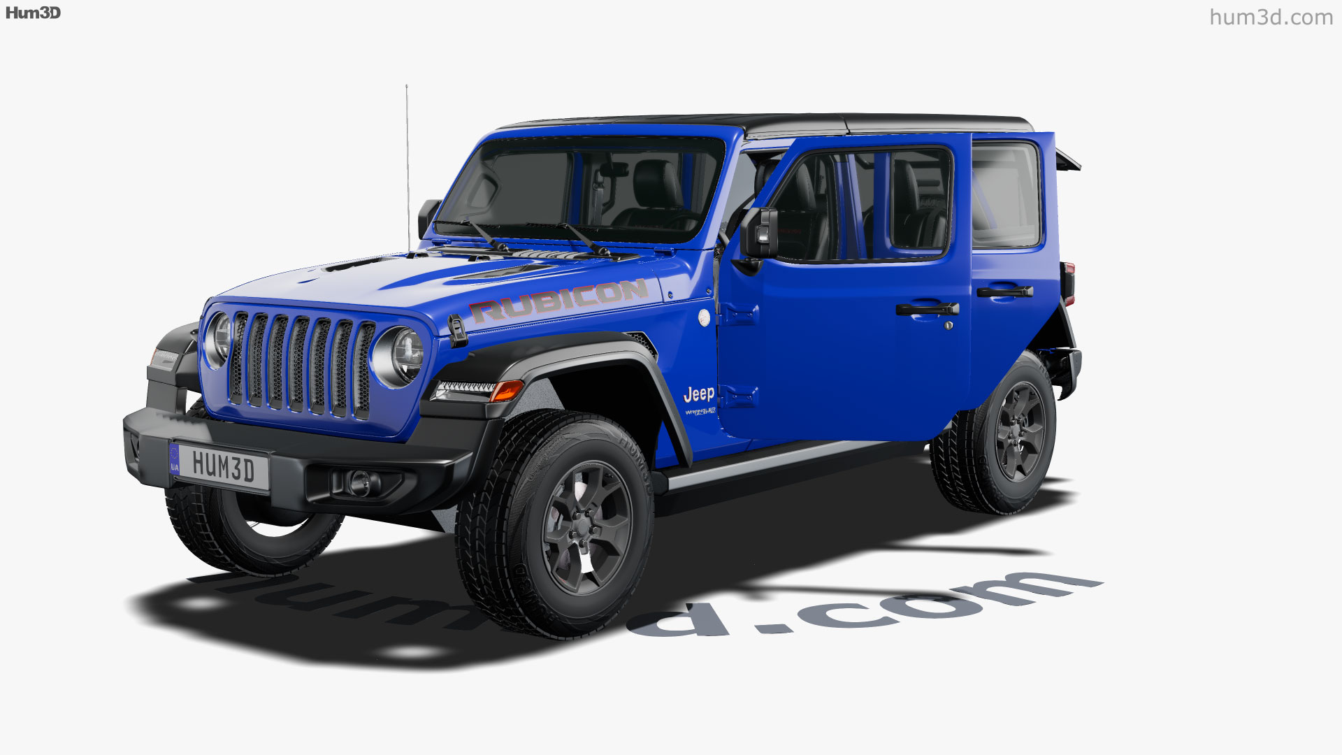360 view of Jeep Wrangler 4-door Unlimited Rubicon with HQ interior 2020 3D  model - Hum3D store
