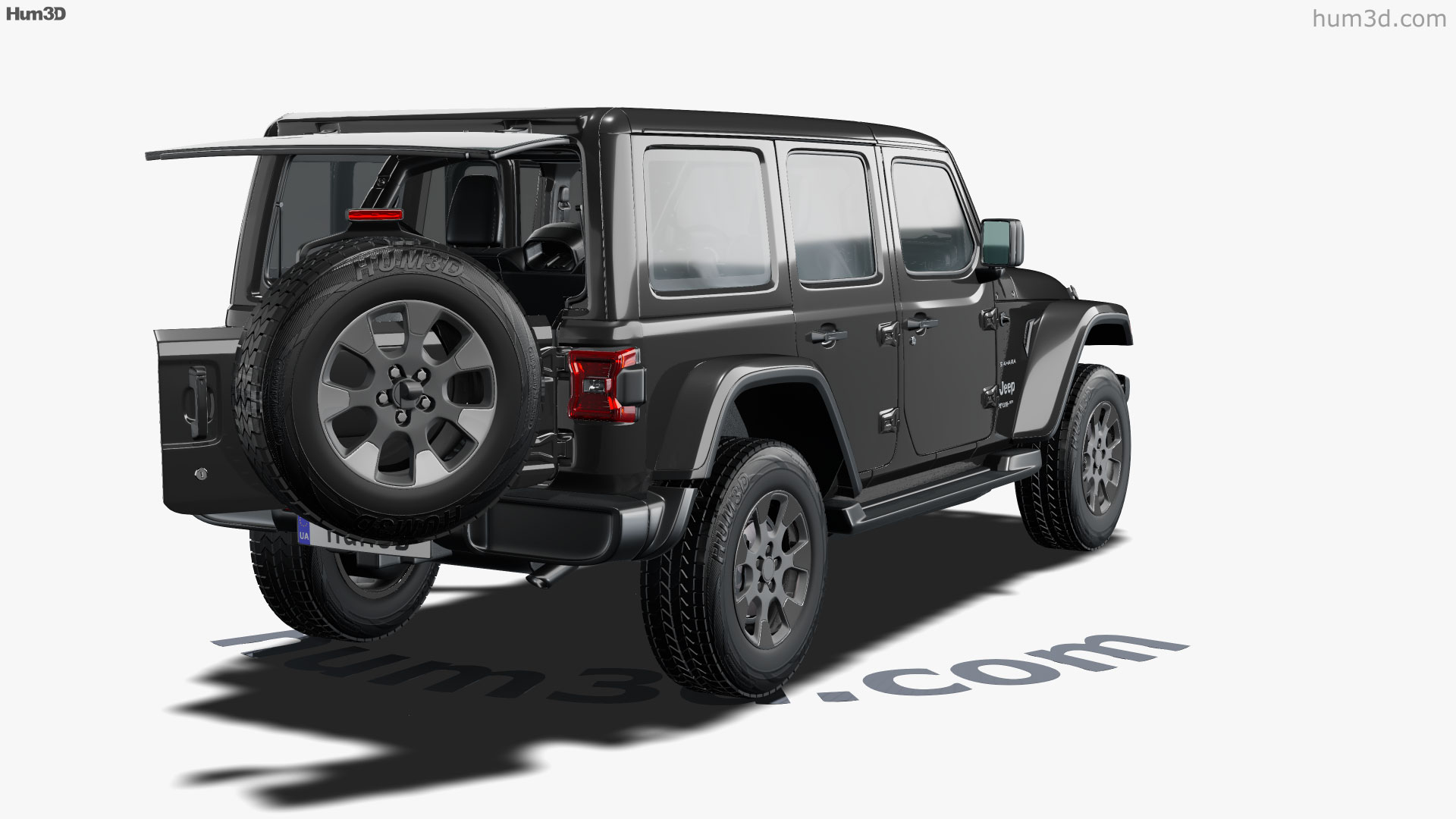 360 view of Jeep Wrangler Unlimited Sahara with HQ interior 2018 3D model -  Hum3D store