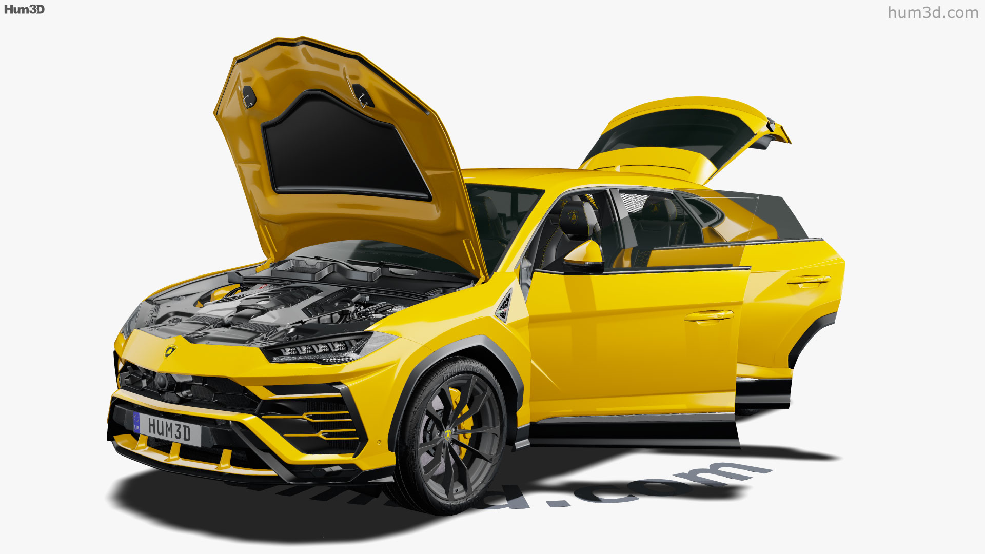 360-Ansicht auf Lamborghini Urus mit Innenraum und Motor 2019 3D-Modell -  Hum3D Shop