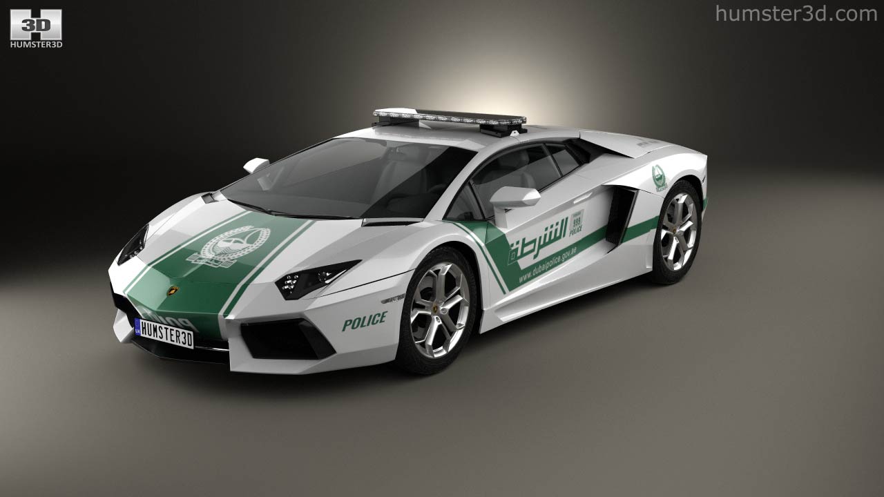 360 view of Lamborghini Aventador Police Dubai 2016 3D model - Hum3D store