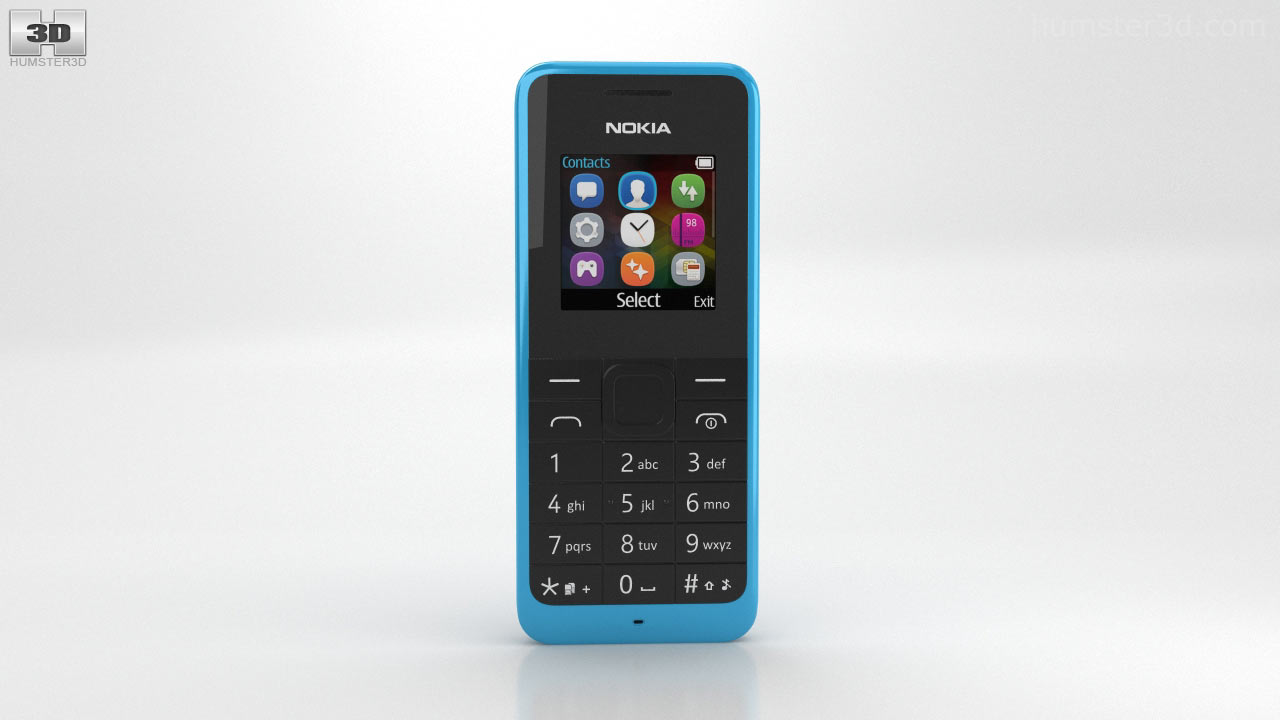 360 view of Nokia 105 Dual SIM Cyan 3D model - Hum3D store