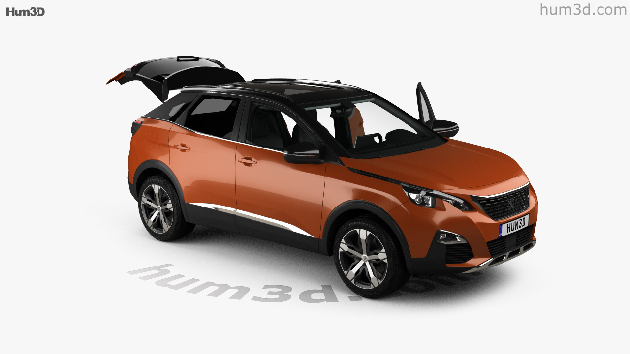 360 View Of Peugeot 3008 With Hq Interior 2016 3d Model Hum3d Store