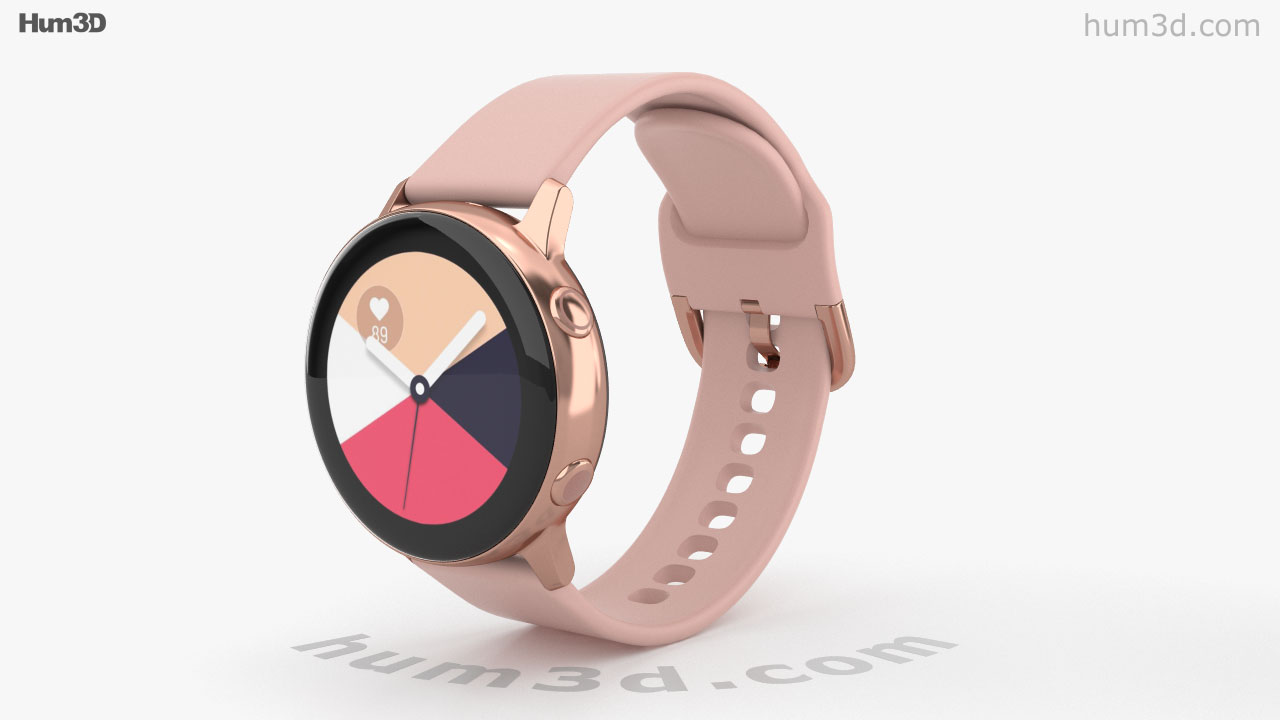 360 view of Samsung Galaxy Watch Active Rose Gold 3D model - Hum3D store