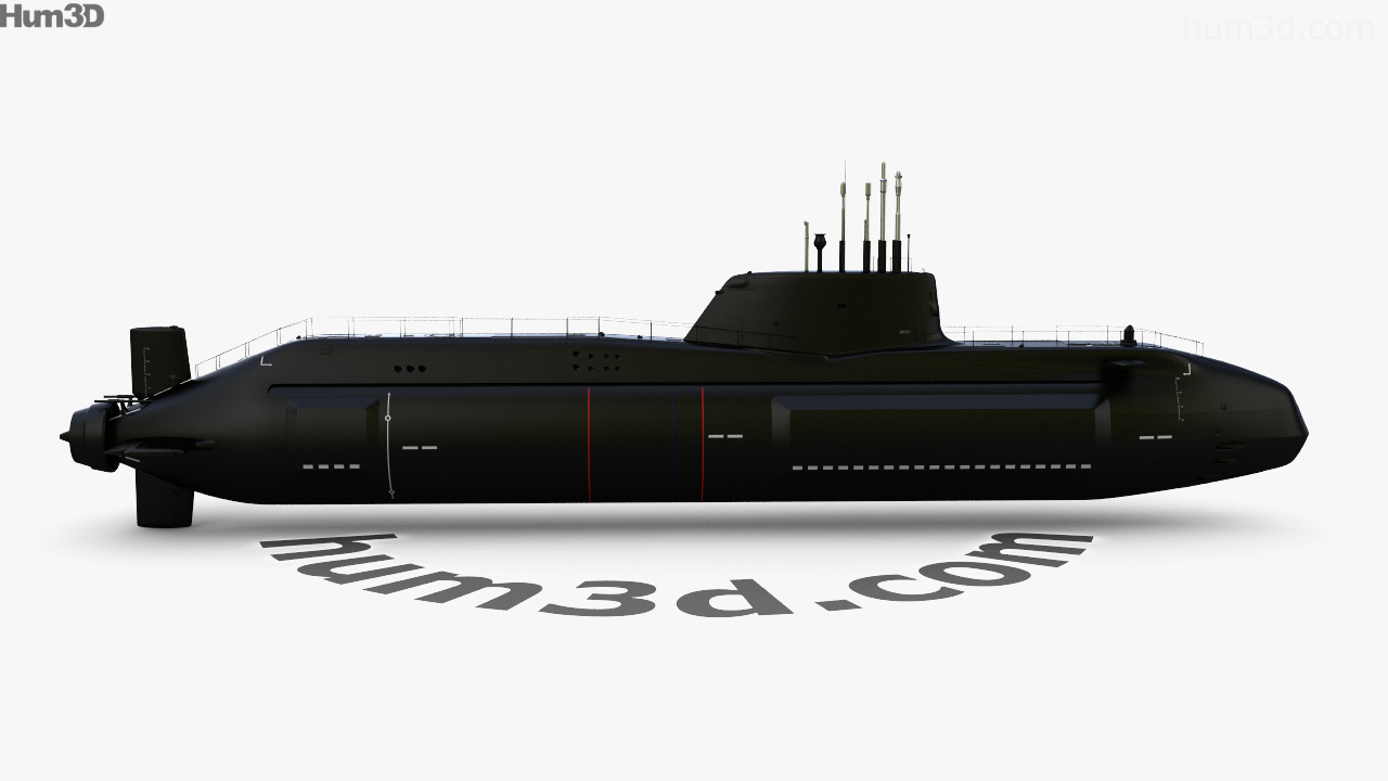 360 view of HMS Astute submarine 3D model Hum3D store