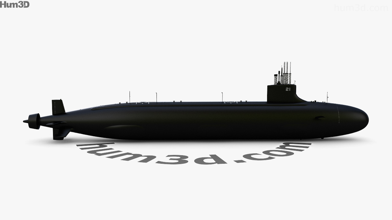 360 view of Seawolf-class submarine 3D model - Hum3D store