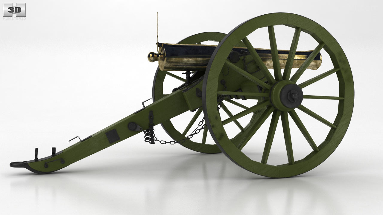 360 view of Model 1857 12-Pounder Napoleon Cannon 3D model - Hum3D store