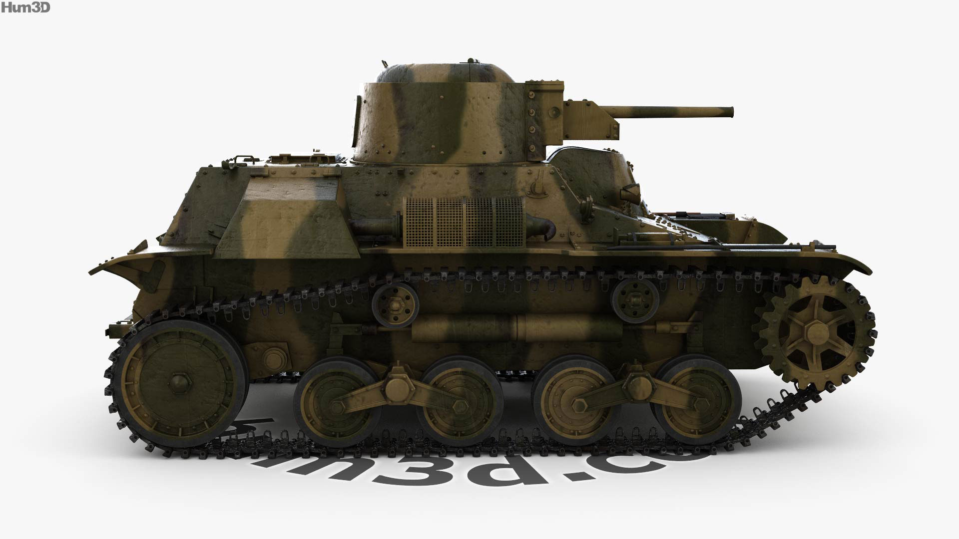 360 view of Type 97 Te-Ke tankette 3D model.