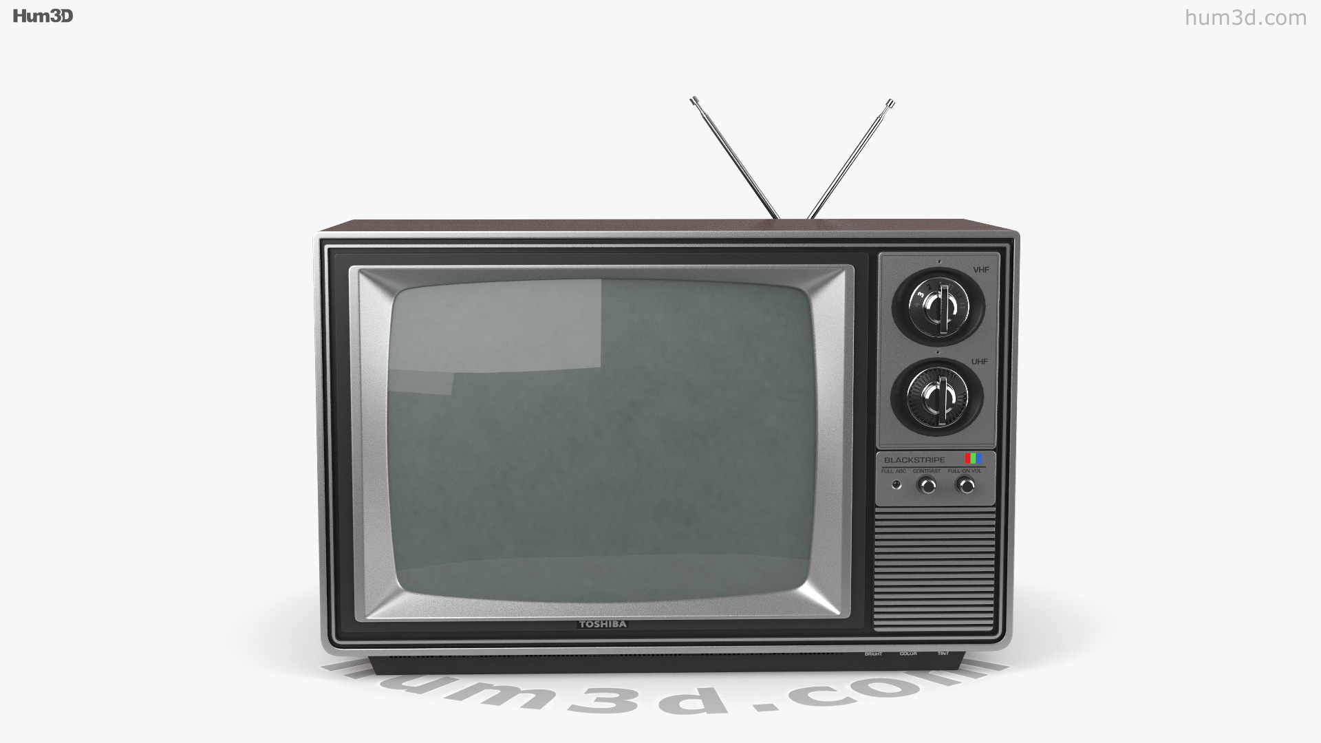 Toshiba Blackstripe レトロテレビ 3Dモデルの360ビューHum3Dストア