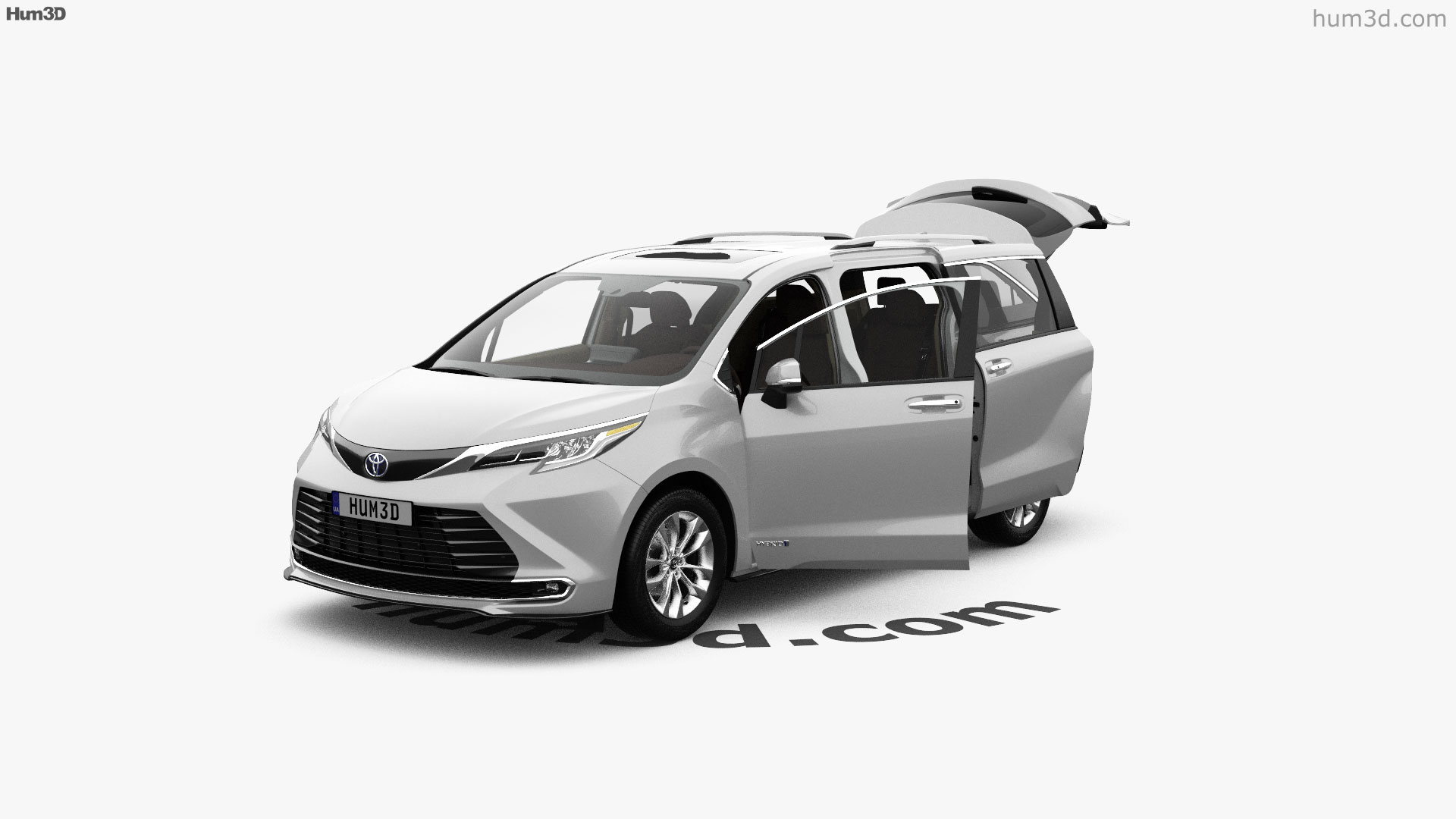 Vista 360 del modelo 3d de toyota sienna limited h brido con interior