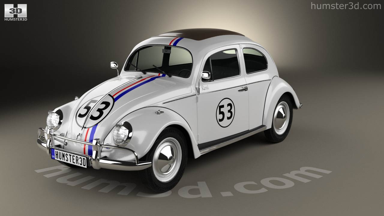 360 view of Volkswagen Beetle Herbie the Love Bug 3D model Hum3D store