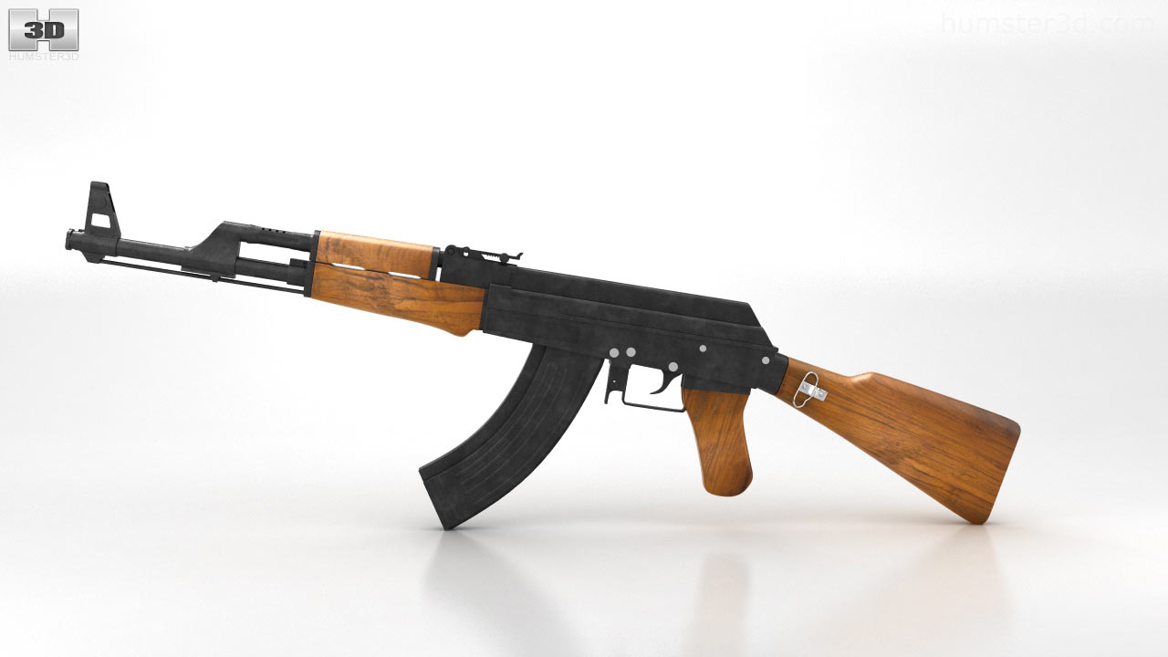 360 view of AK-47 with bayonet 3D model - Hum3D store