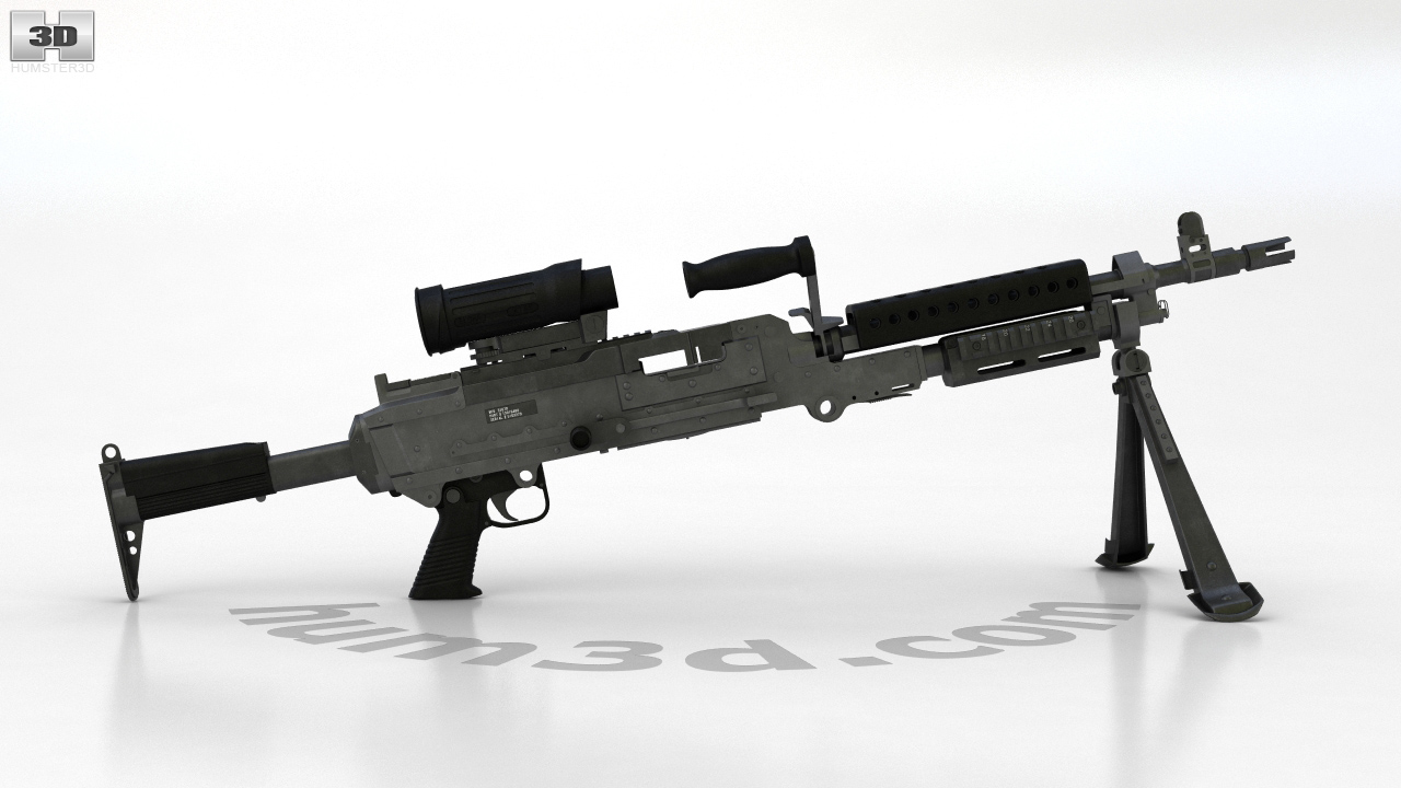 360 view of FN M240L 3D model.